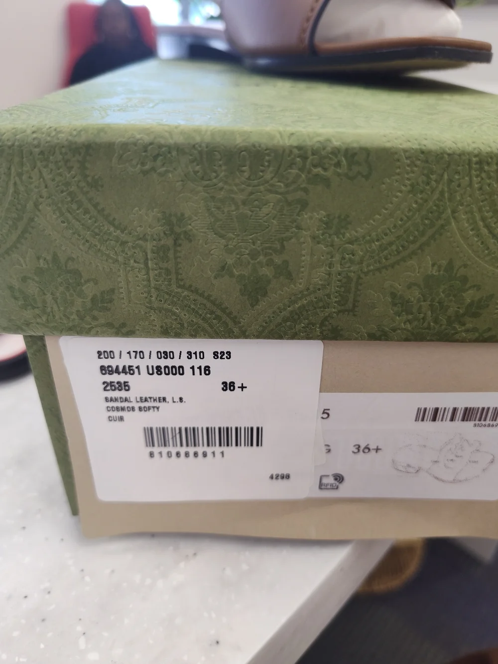 Gucci Brown Leather GG Cutout Slide Sandals - Picture 3 of 4